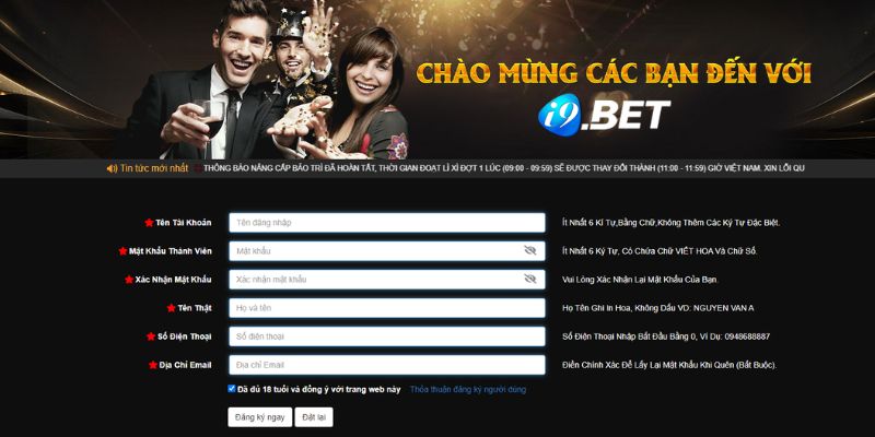 Hướng dẫn mở tài khoản tại website i9BET